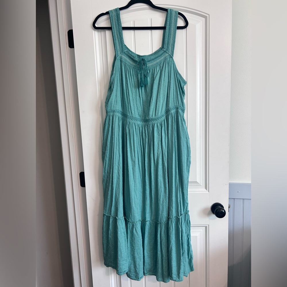 Old Navy Blue Green Pleated Tiered Sundress